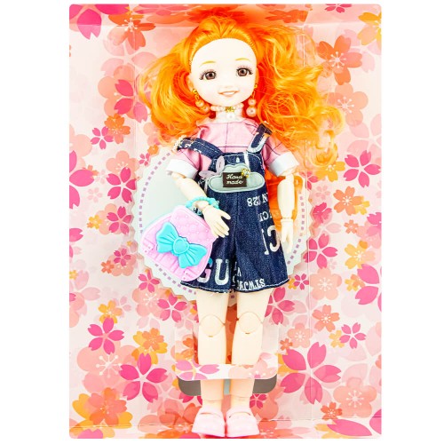 Шарнирная кукла Fashion Doll в джинсовом сарафане 29 см.
