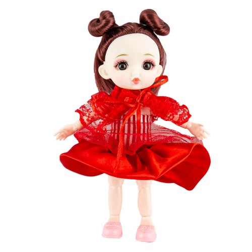 Шарнирная кукла Smile в красном платье 16 см