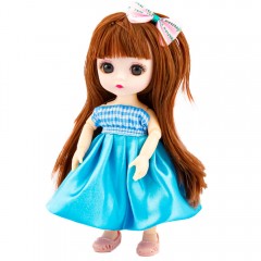 Шарнирная кукла Muliy в голубом наряде с бантом 16 см