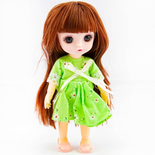 Шарнирная кукла Muliy в зелёном наряде 16 см