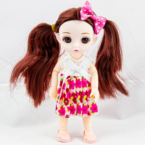 Шарнирная кукла Muliy в цветочном наряде с бантом 16 см