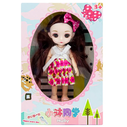 Шарнирная кукла Muliy в цветочном наряде с бантом 16 см