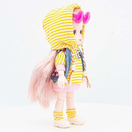 Шарнирная кукла Senli в жёлтом худи и очках 16 см