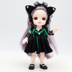 Шарнирная кукла Senli в в чёрном наряде с ушками 16 см