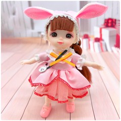 Шарнирная кукла Senli в розовом наряде с ушками 16 см