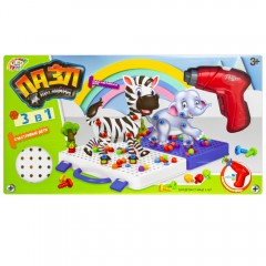 Игровой набор Пазл-мозайка с электрической дрелью / детский инструмент