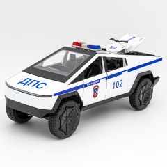 Полицейская машинка Тесла Кибертрак ДПС с мотоциклом 1:24